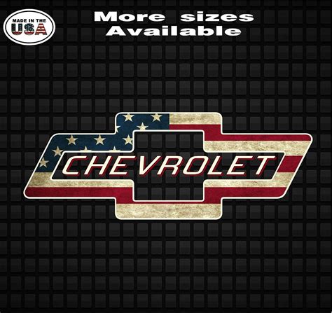 Chevy Silverado Bowtie Waving American Flag Vinyl Decal Sticker Chevy