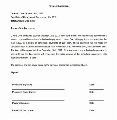 payment plan agreement lovely payment plan agreement template