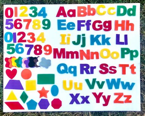 felt alphabet numbers   shapes colors felt board etsy uk