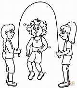 Rope Jump Skipping Coloring Pages Playing Kids Children Printable Clipart Jumping Colouring Color Sandbox Drawing Physical Education Popular Cliparts Ropes sketch template