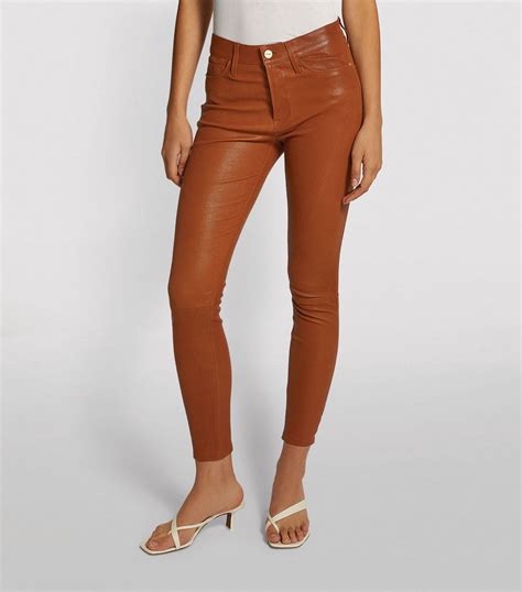 Frame Brown Le High Leather Skinny Jeans Harrods Uk