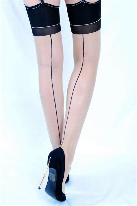 20 Denier Luxury 3d Thigh High Sheer Backseamed Stockings Miss Jane