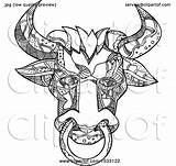 Zentangle Bull Pinzgauer Head Illustration Patrimonio Royalty Clipart Vector sketch template