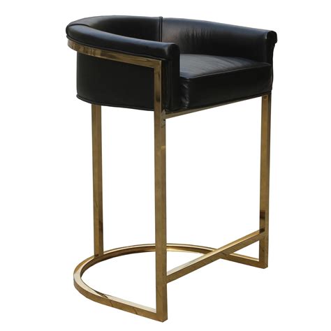 Gold Stainless Steel Bar High Chair Stool Leather Vintage Buy Leather