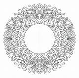 Coloring Pages Adult Wreaths Flowers Mandala Flower sketch template