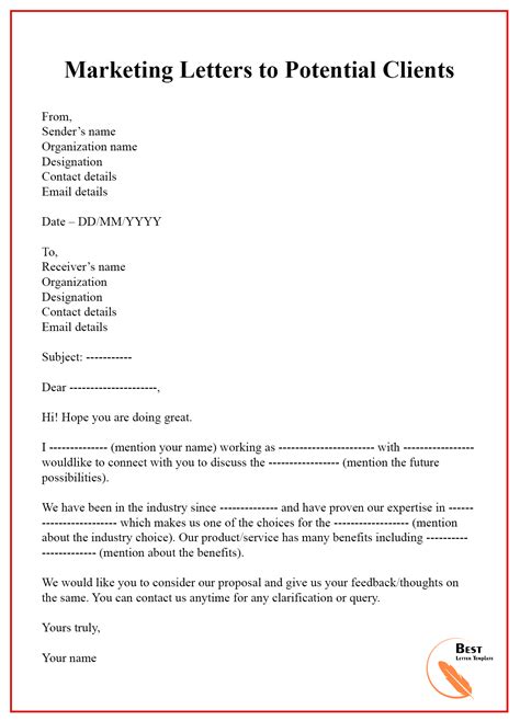 marketing letter template