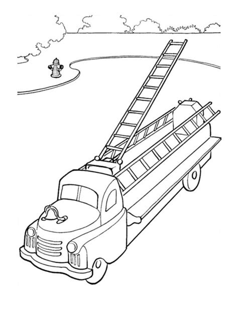 fire truck   tall ladder coloring page coloring sky