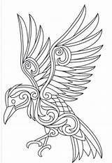 Embroidery Coloring Pages Ravens Designs Celtic Simple Patterns Crow Raven Viking Line Quilled Adult Drawing Hand Baltimore Creations Drawings Paper sketch template