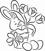 Easter Bunny Drawing Drawings Simple Easy Kids Getdrawings sketch template