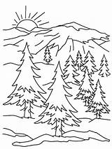 Coloring Pages Kids Mountains Printable Landscape Alaska sketch template