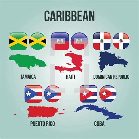 Caribbean Countries Puerto Rico Cuba Haiti — Vector
