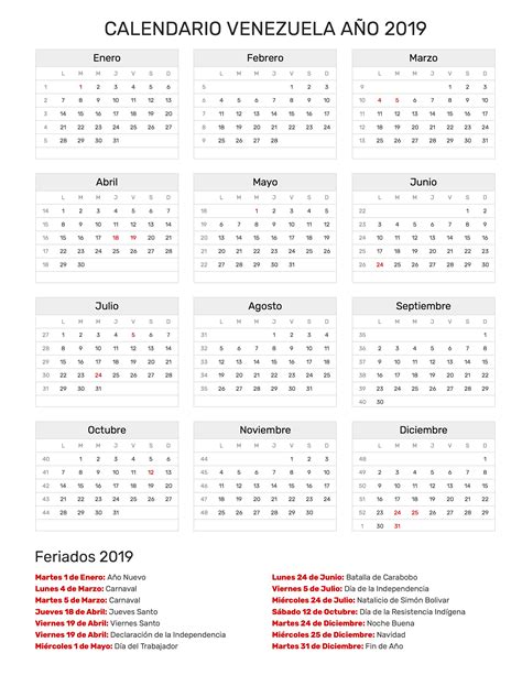 calendario venezuela ano feriados