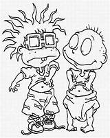 Rugrats Tommy Chuckie Coloring Pages Shirt Open Their Color Luna sketch template