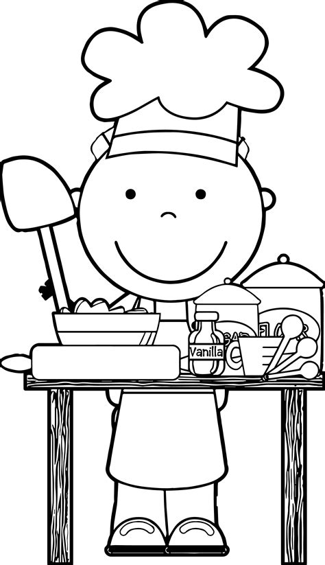 nice chef cooking  images kids coloring page coloring  kids