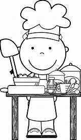 Chef Coloring Clipart Baking Cooking Kids Outline Clip Cute Pages Kitchen Dinner Kid Preschool Book Colouring Sheets Chefs Helpers Community sketch template