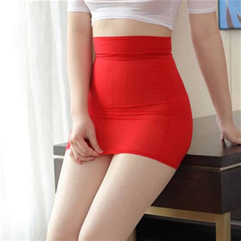 Sexy Women Tight Pencil Cute Skirt Sheer Smooth See Through Gloosy