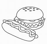 Hamburger Hamburgers Junk Kolorowanki Nuggets Hotdog Alimentos Wydruku Niños Getdrawings Kolorowankę Wydrukuj sketch template