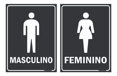 kit 2 placas banheiro masculino feminino identificação porta r 33 07