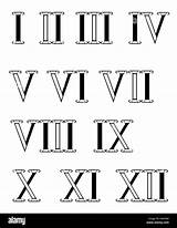 Roman Numerals Romains Chiffres Chiffre Romain Contour Horloge Ensemble Isoles sketch template