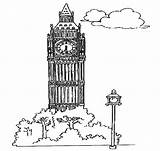 England Coloring Pages London Tower Clock Proud Netart sketch template