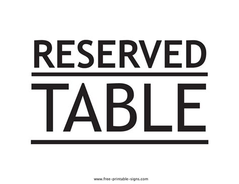 printable reserved table sign  printable signs