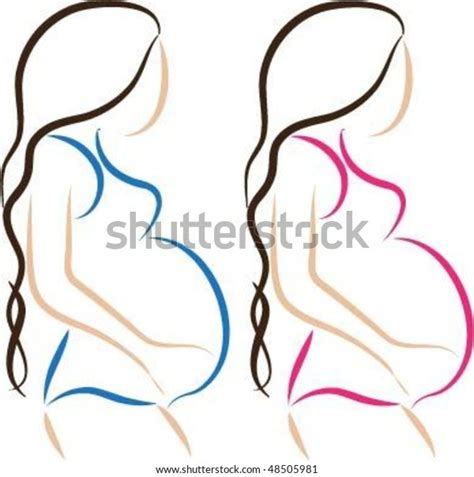 sketch pregnant ladies holding tummy stock vector royalty