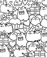 Pusheen Coloring Pages Cat Cute Book Valentine Sheets Printable sketch template