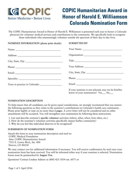 nomination form printable