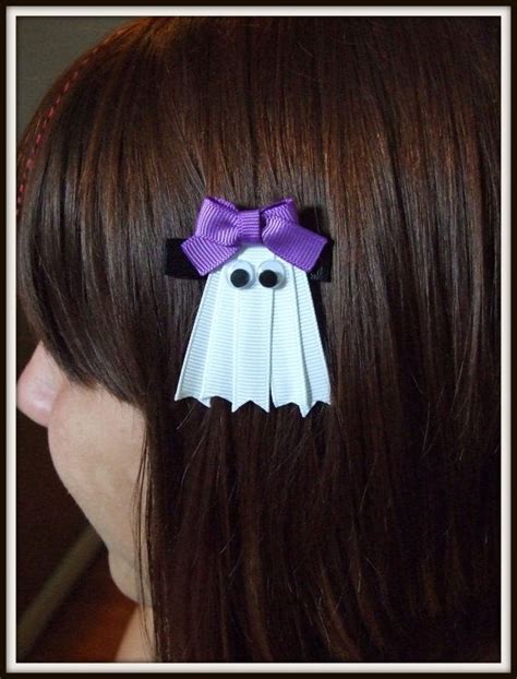 ghost hair bow atrenee peterson mauz  cute   hair ribbons hair bows princess