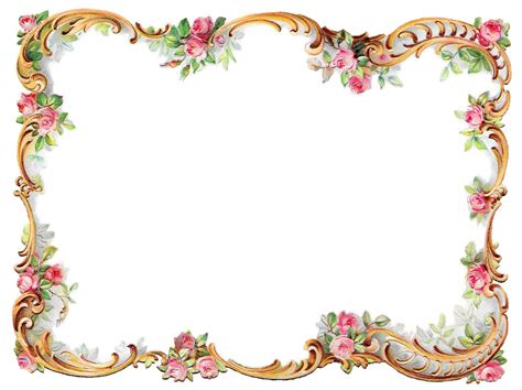 antique images royalty  flower frame pink rose shabby chic botanical artwork scrapbooking