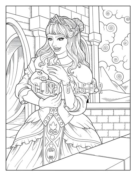 baby dragon princess coloring page printable adult coloring page