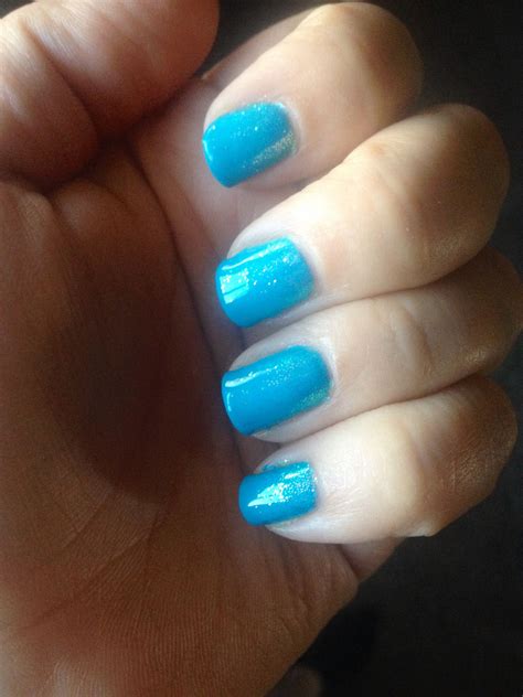 nails cnd shellac cerulean blue  sea glass green glitter