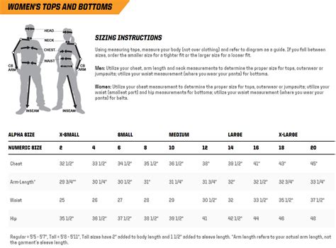 Pants Size Chart Measurements For Men And Women Sizefox