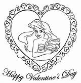 Coloring Valentine Pages Princess Disney Happy Valentines Mermaid Ariel Little Pooh Say Winnie Kids Printable Heart Cute Color Sheets Print sketch template