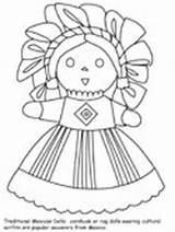 Coloring Mexico Mexican Pages Doll sketch template