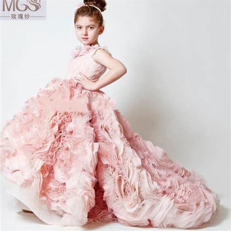 Hot Selling 2016 Mgs Pink Princess Flower Girl Dresses For