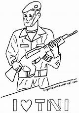 Tentara Mewarnai Animasi Tni Abi Sketsa Militer Pekerjaan Profesi Islami Prajurit Papan sketch template