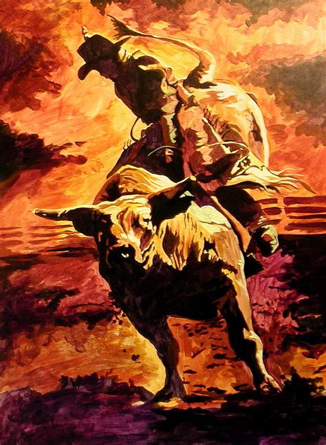 bull rider painting  tim joyner fine art america