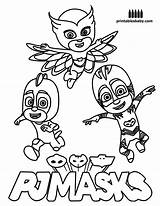 Pj Coloring Mask Pages Owlette Masks Gecko Color Getcolorings sketch template