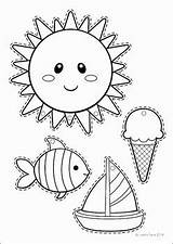 Preschool Summer Worksheets Activities Crafts Template Color Prep Worksheet Sun Coloring Craft Kids Review Templates Beach Cutting Cut Printable Pages sketch template
