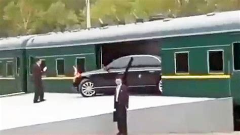 kim jong uns maybach limo  squeezing   armored train