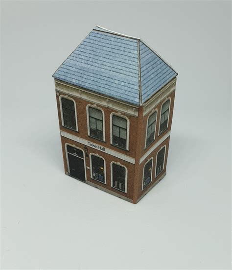 printable  card  gauge model railway town hall building
