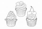 Coloring Pages Cakes Cupcakes Kids Children Color sketch template