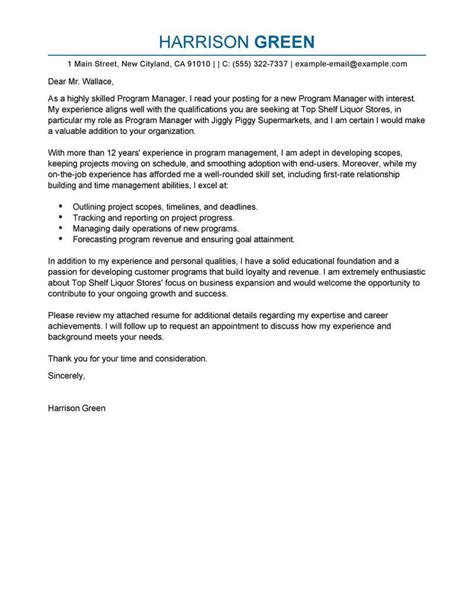 management cover letter examples livecareer