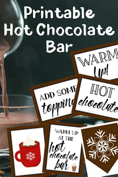 create  cozy hot chocolate bar  printable sign  labels