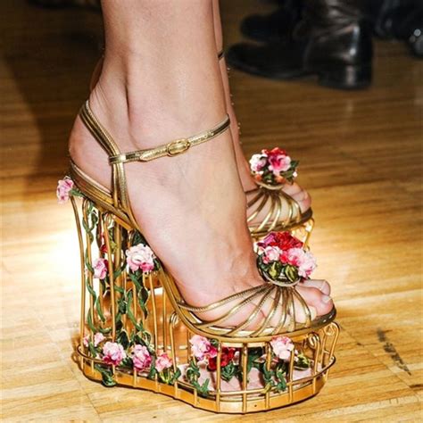 loved rose flowers gold metal cage brand gladiator sandals women shoes gorgeous platform wedge