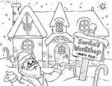Santa Workshop Coloring Pages Santas Christmas Patterns Cute Sew Toy Make Toys sketch template
