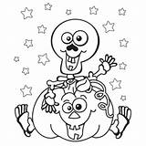 Skeleton Cute Coloring Pages Baby Printable Kids Halloween sketch template