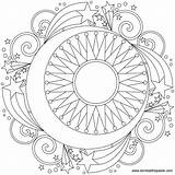Mandala Coloring Pages Color Star Mandalas Moon Sun Choose Board Stars sketch template