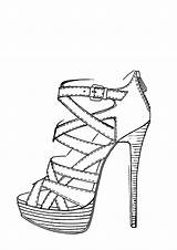 Drawing Shoe High Heel Shoes Heels Easy Drawings Line Sketch Draw Sketches Simple Coloring Google Anime Fashion Dance Stiletto Paintingvalley sketch template